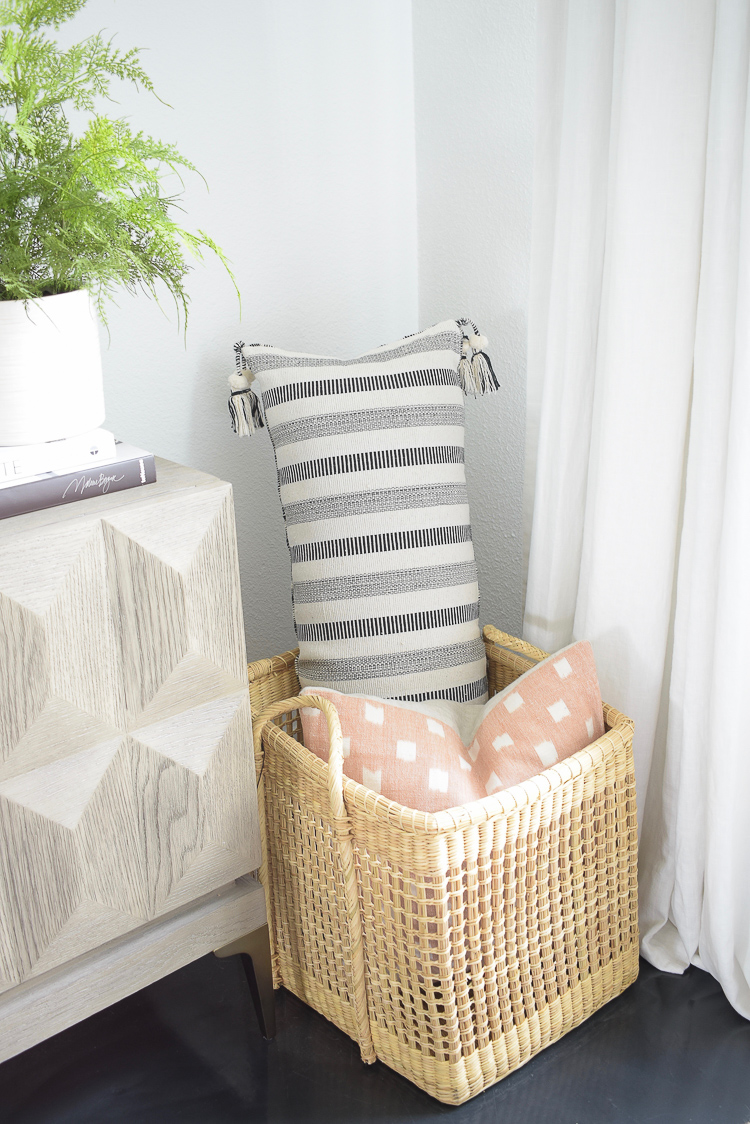 pillows styled in studio mcgee basket for target/threshold