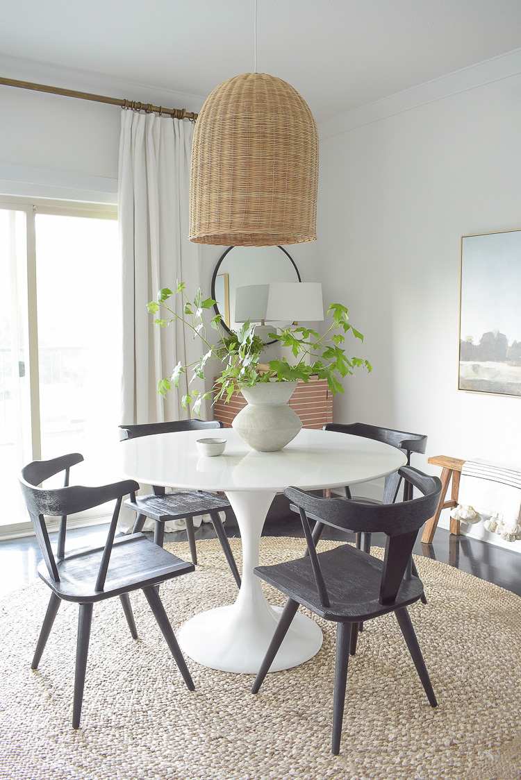 Black dining chairs in modern boho dining space + summer home tour 