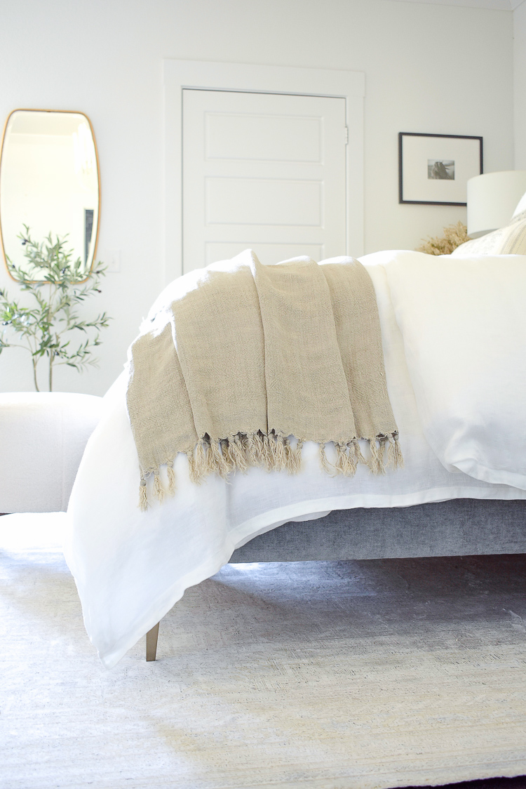 Montauk pom pom at home linen throw blanket