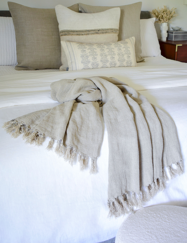 Pom Pom At Home Montauk Throw from Layla Grace - natural color 100% linen