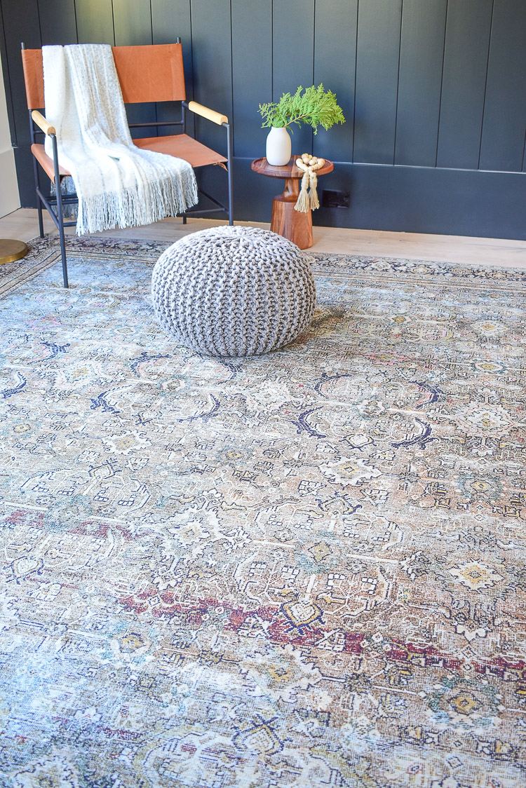 Loiloi olive charcoal oriental rug