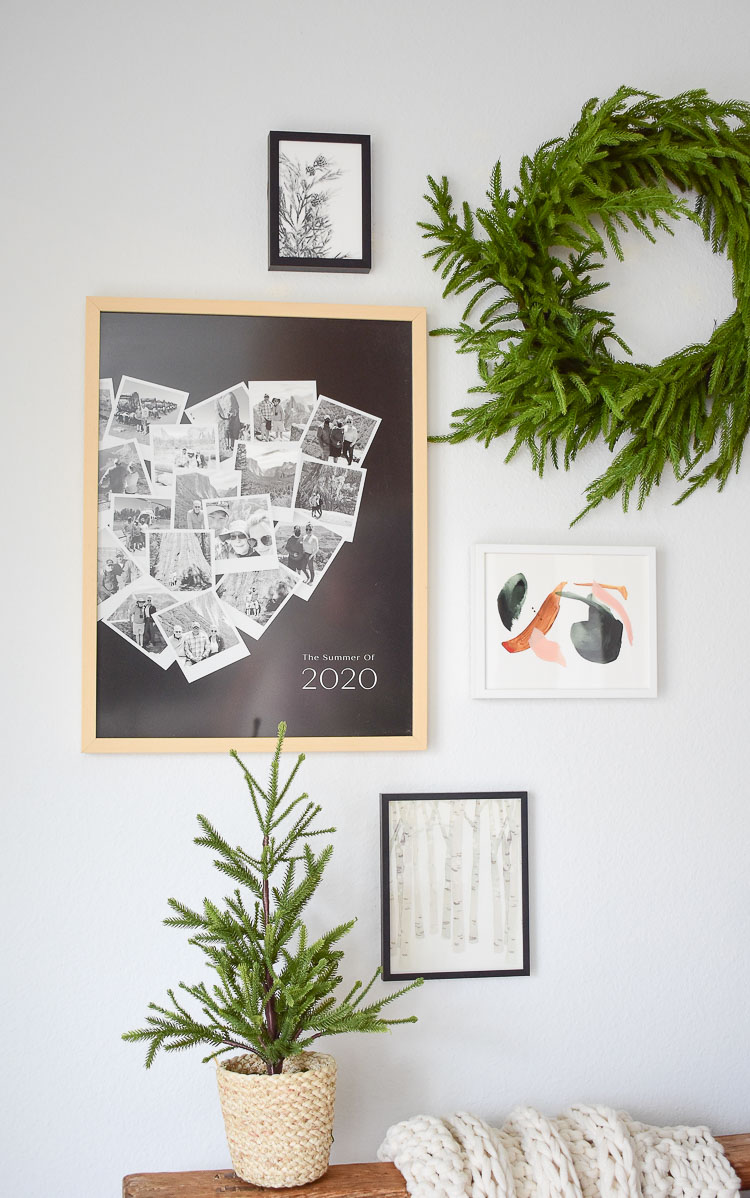 How to do a holiday gallery wall and organize photos from a special event into one heart shaped spot