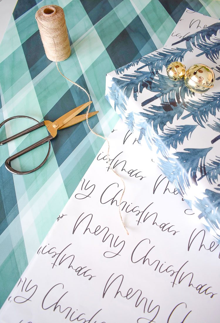 Modern gift wrap from minted - painterly plaid 