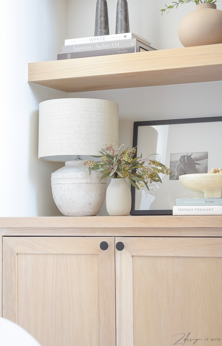 petite table lamp with joss & main spring edit - how to style your bookshelves and open shelves 