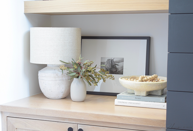 petite table lamp with joss & main spring edit - how to style your bookshelves