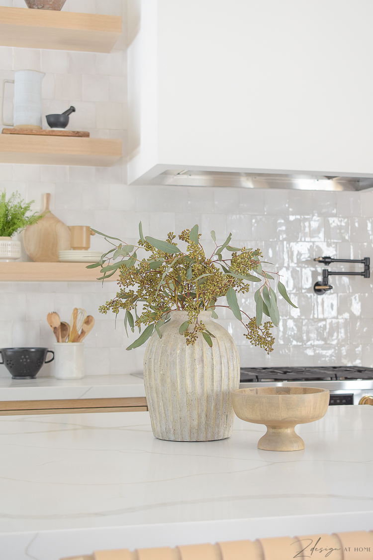 ribbed vase on quartz countertops 