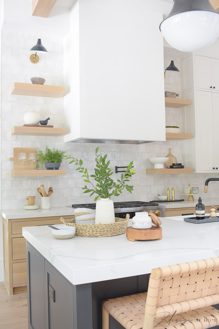 modern kitchen white oak styled for summer with walmart home decor 