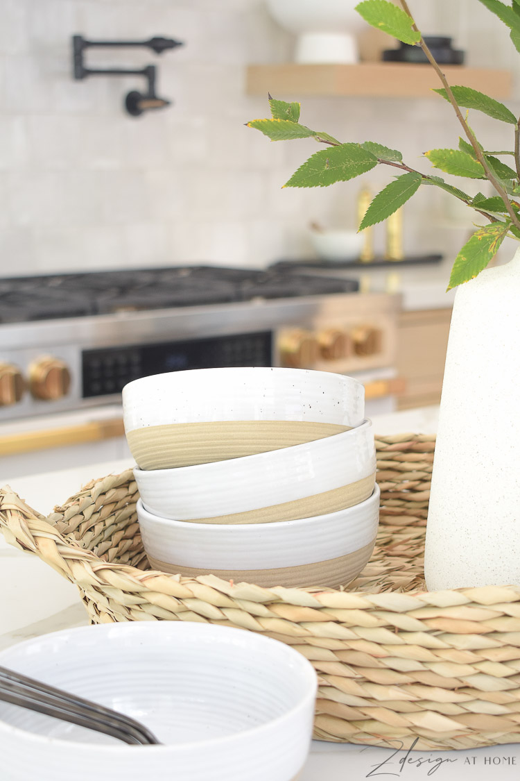 stoneware bowls - two tone - how to style your kitchen island