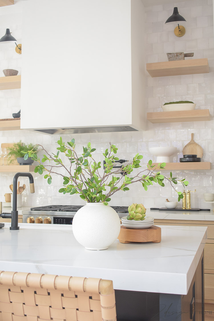 black and white oak kitchen styled - how to style your kitchen with walmart home decor 