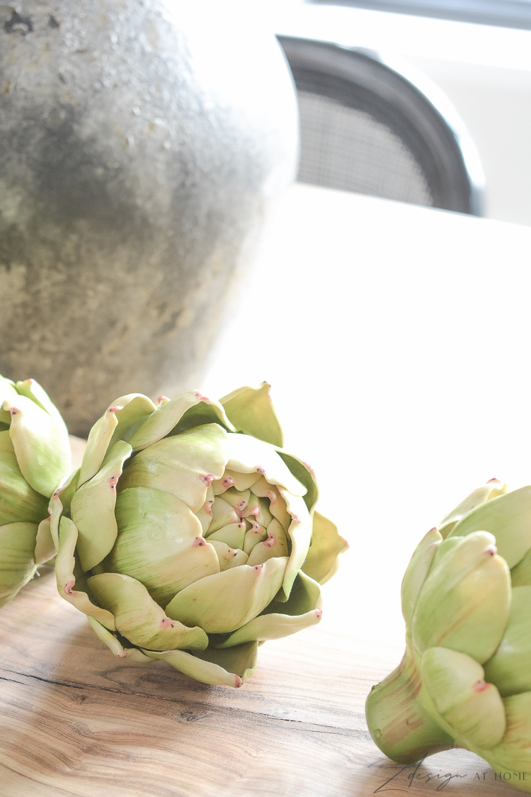 best faux artichokes styled on dining table 