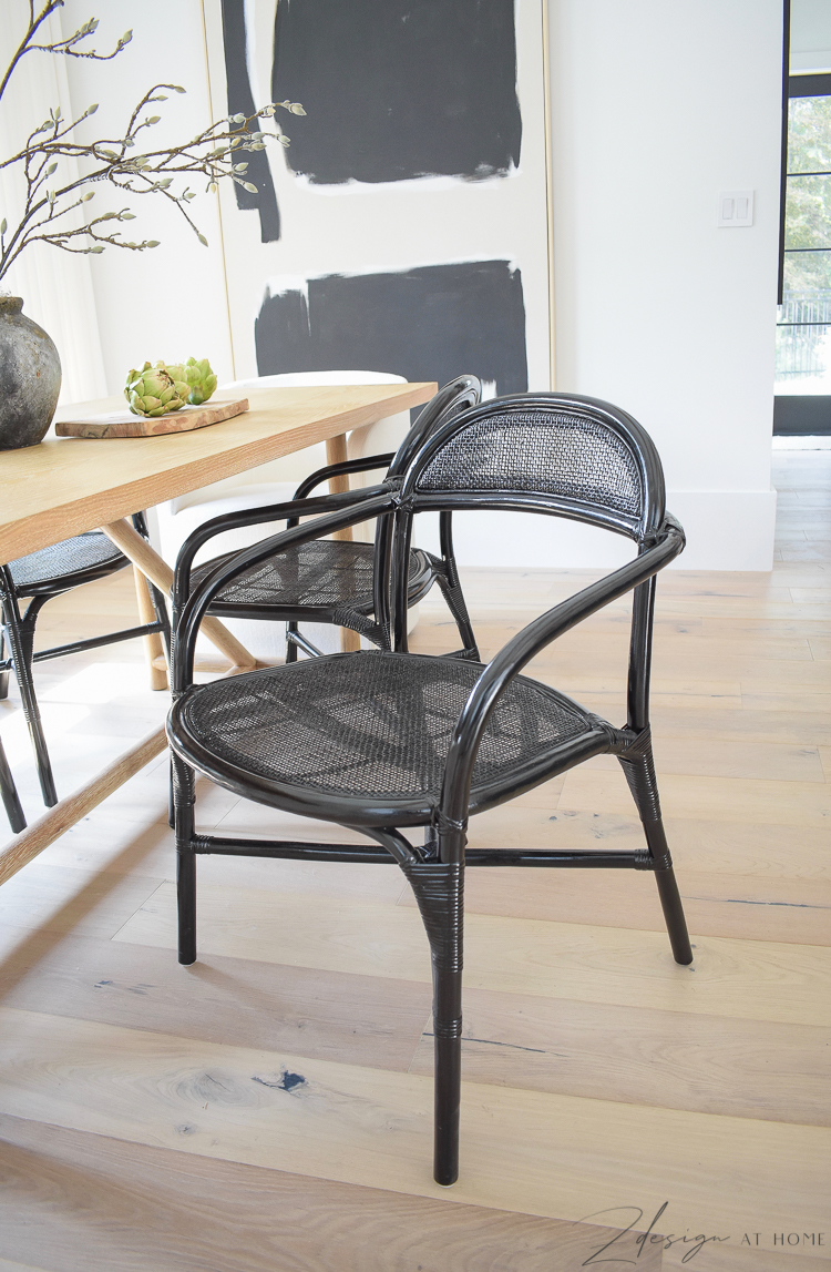 black cane rattan dining chair 