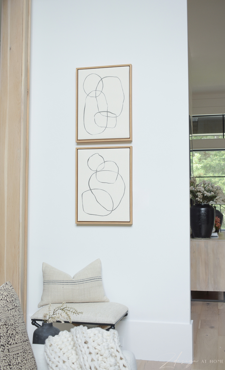 modern circles art with from walmart home - on canvas with white oak frame 