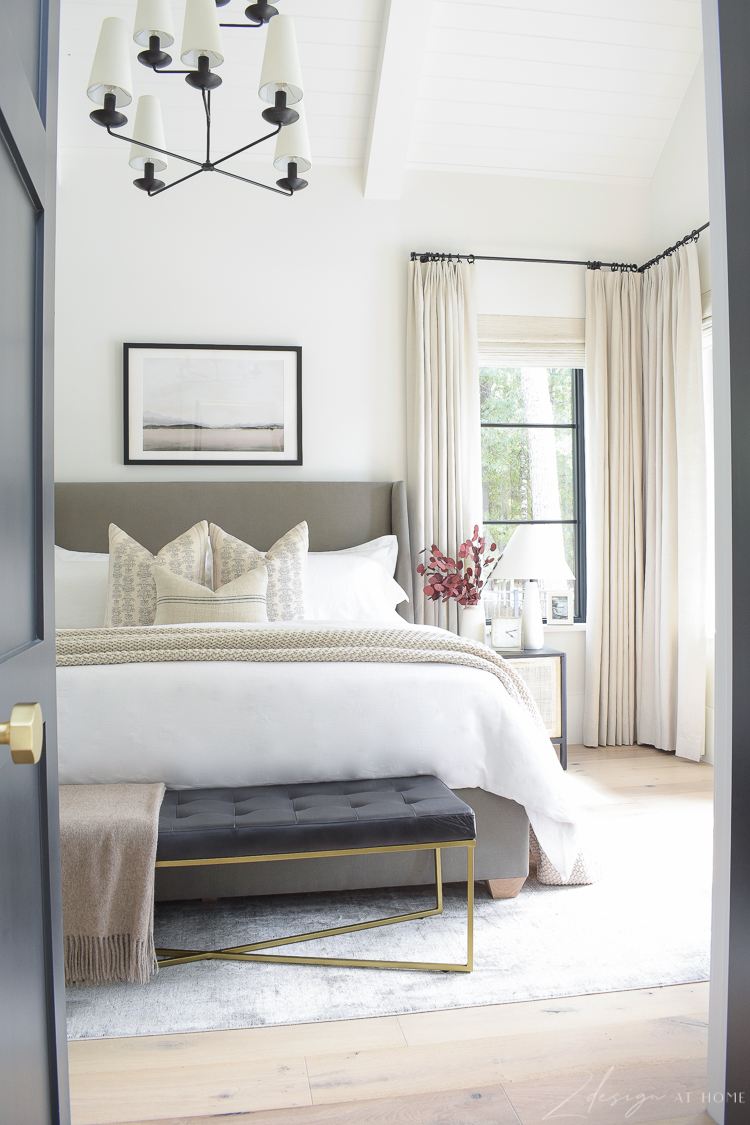 transitional modern gorgeous bedroom with black leather bench from walmart home 