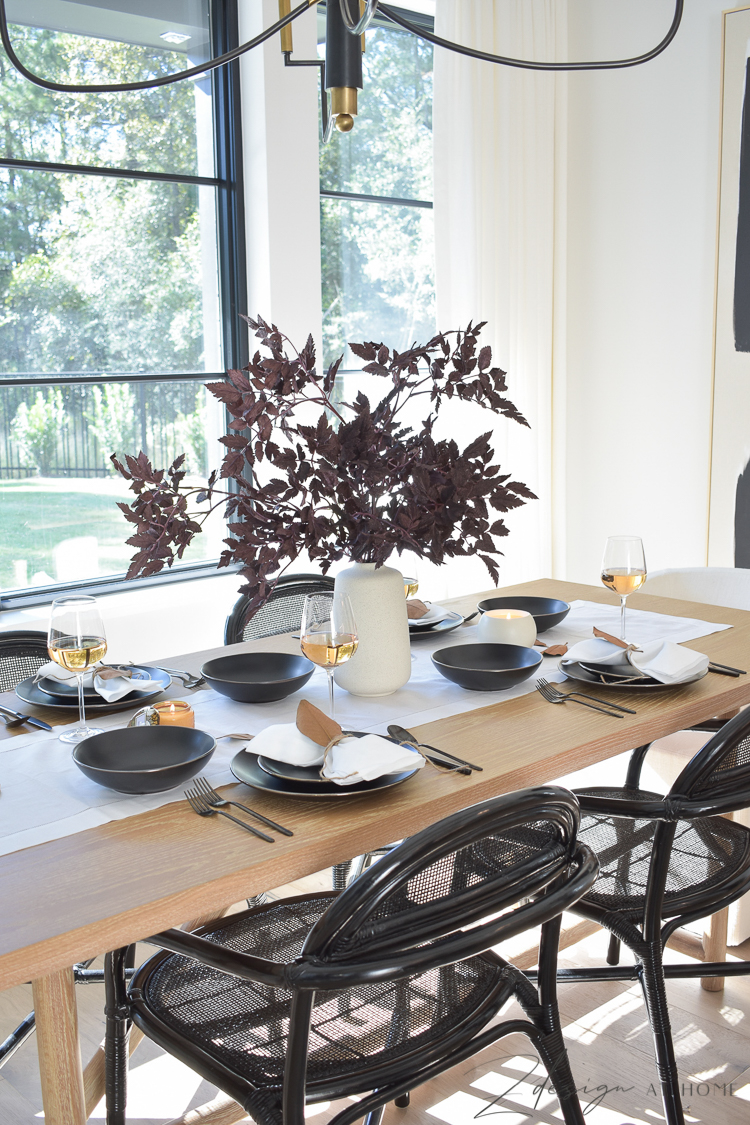 scandinavian modern table scape setting with black dishes from walmart home 