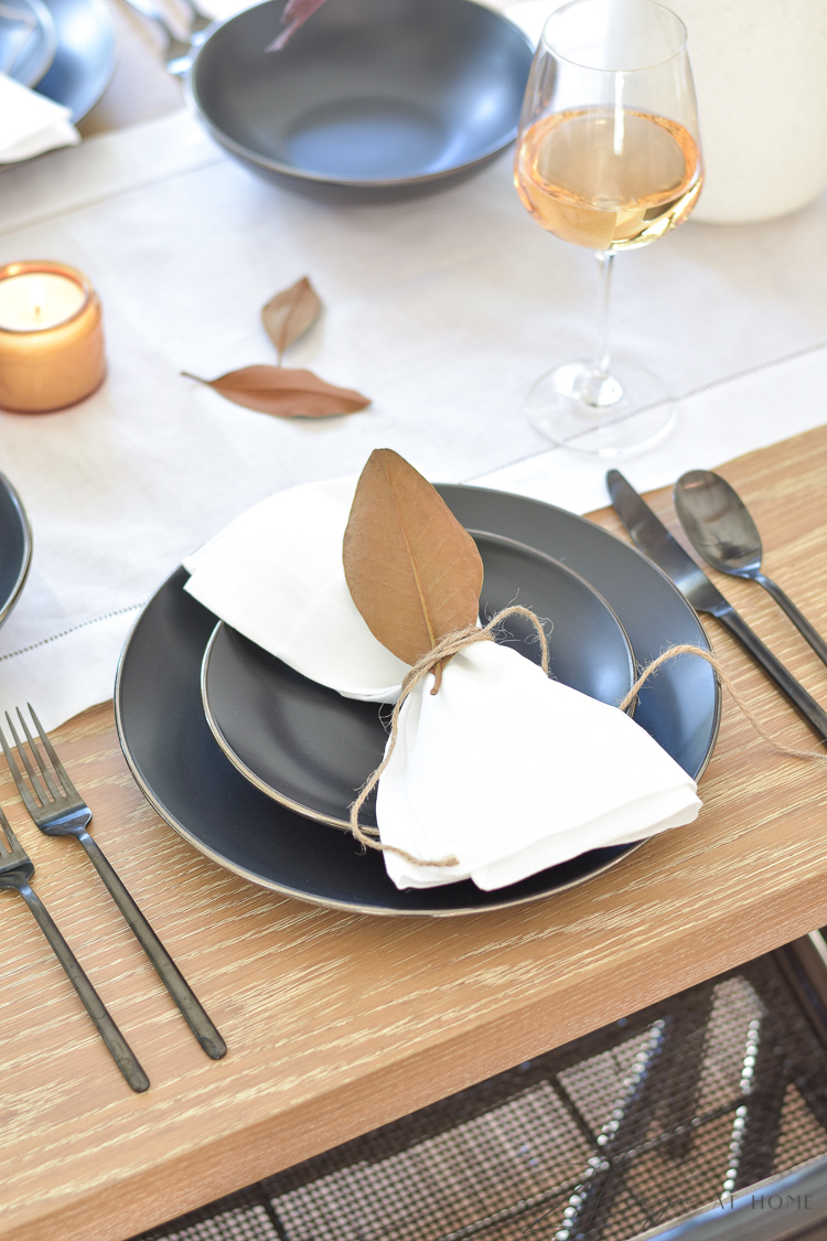 black thyme & table dinnerware set - black dishes styled for fall 