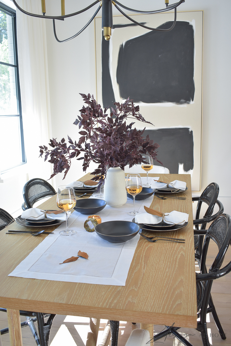 modern style table scape with black dishes from walmart home 