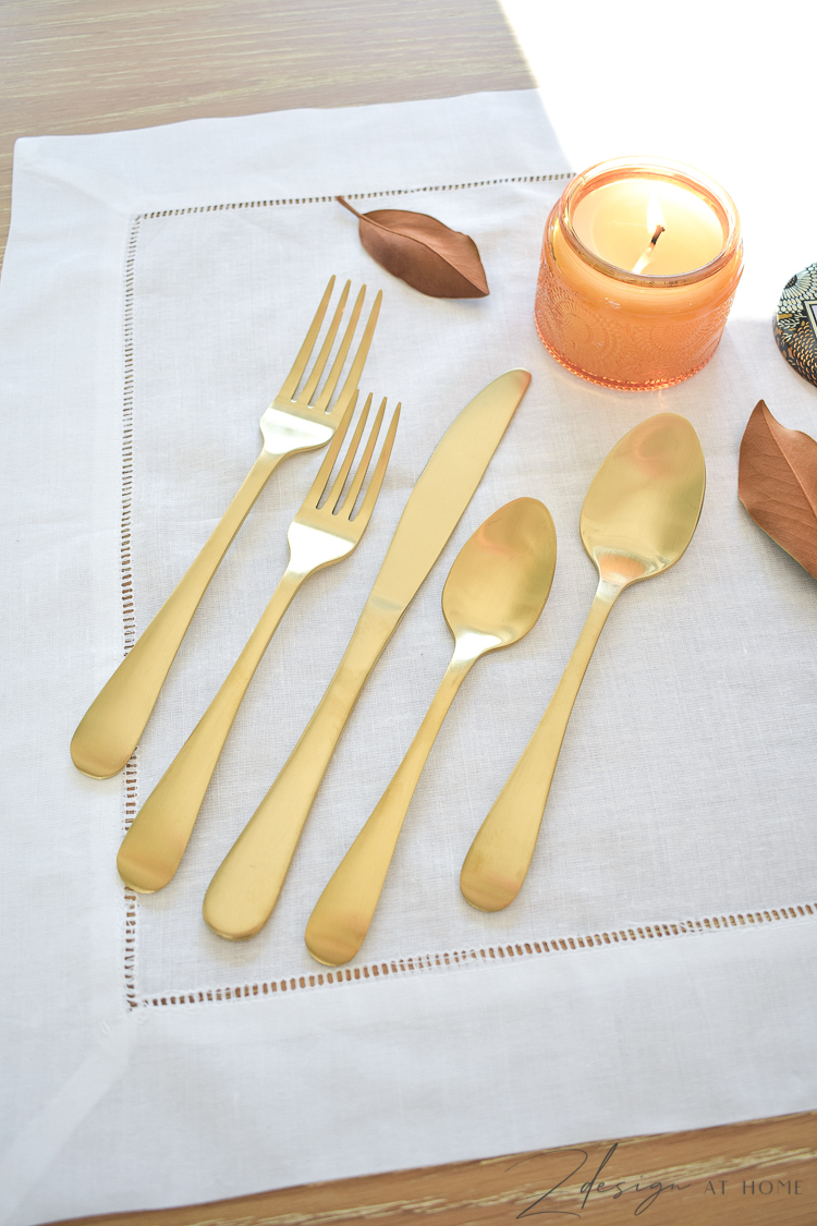 gold flatware from walmart home in fall table scape setting