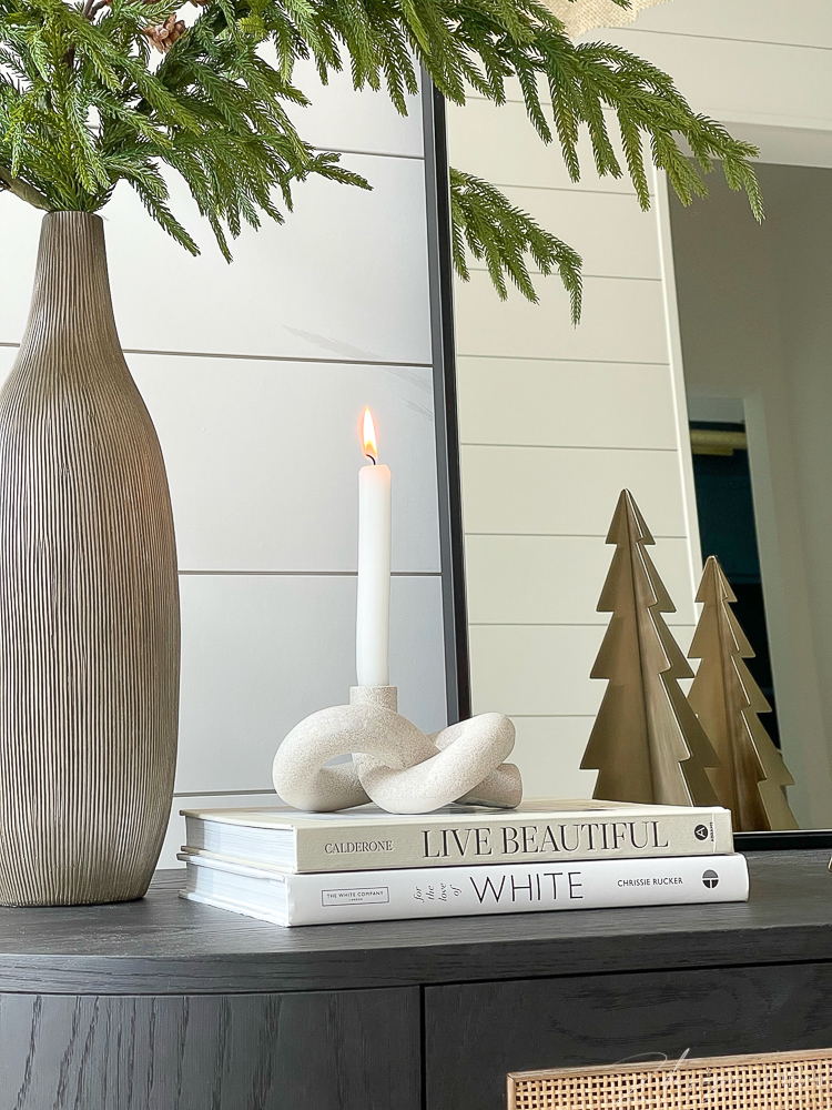 entryway styled with Christmas decor - modern 