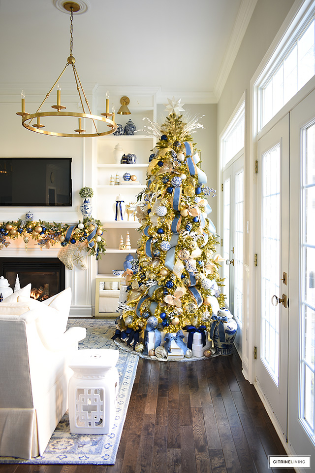 FALL KITCHEN DECOR IN BLUE, WHITE + GOLD - CITRINELIVING