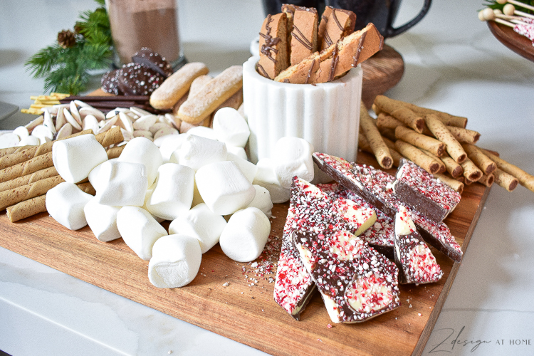 hot chocolate charcuterie board for Christmas