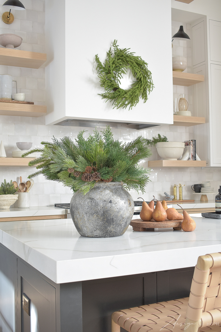 Christmas decor in modern farmhouse kitchen