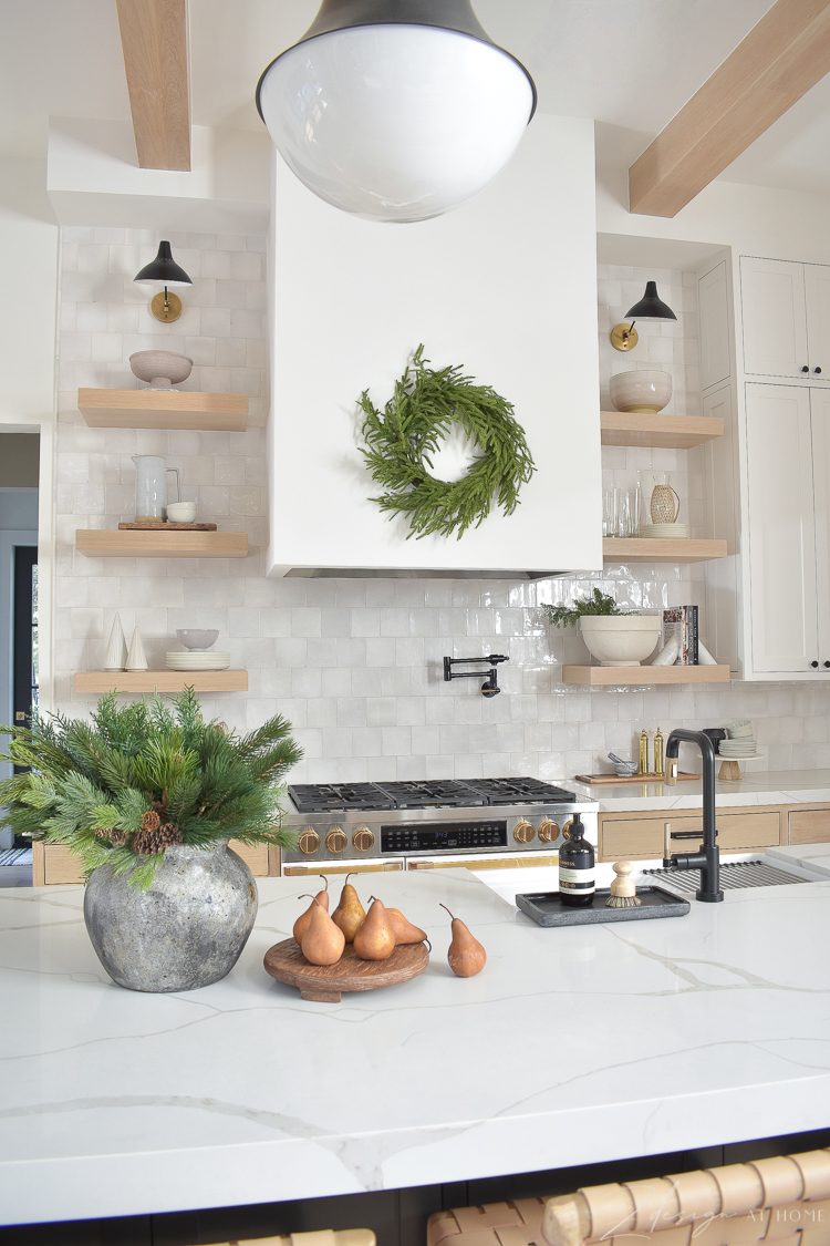 Christmas decor in modern farmhouse kitchen