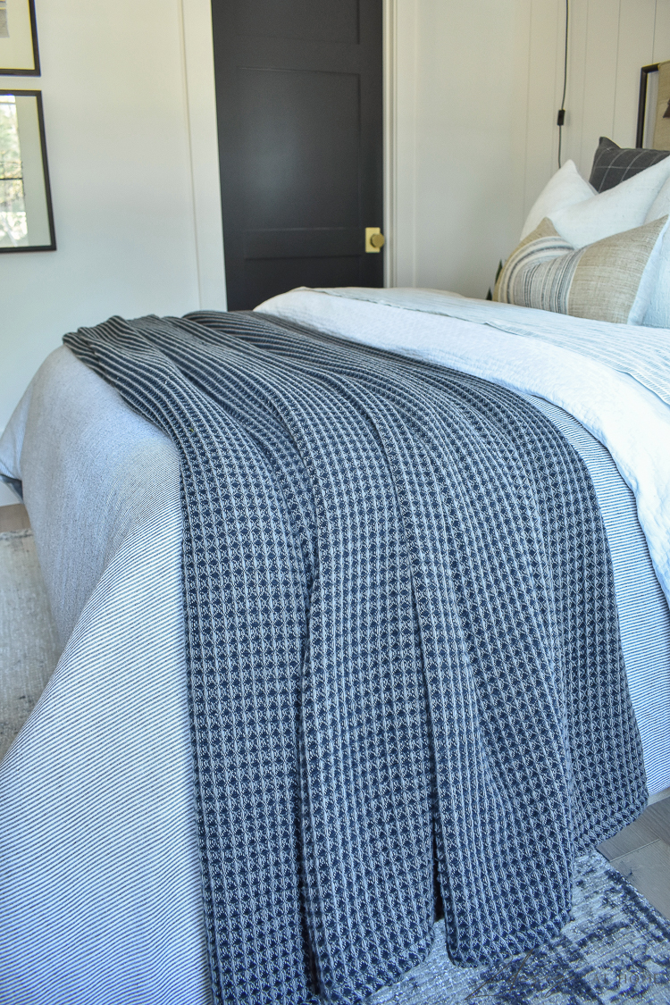 charcoal gray waffle weave throw blanket