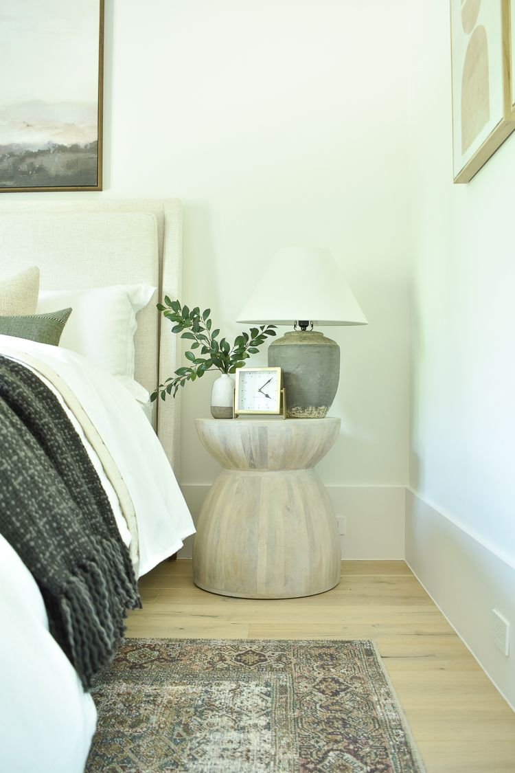 how to style our side table or nightstand, whitewashed anthro side table 