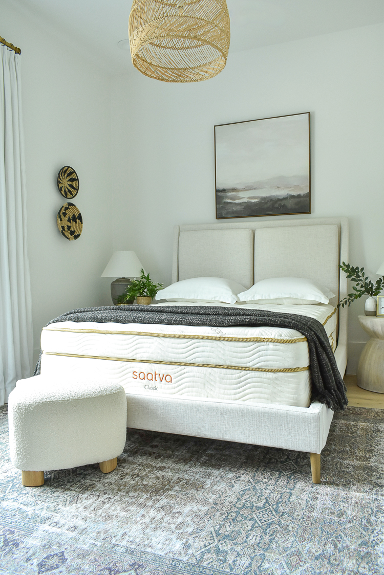 Saatva mattress in guest bedroom