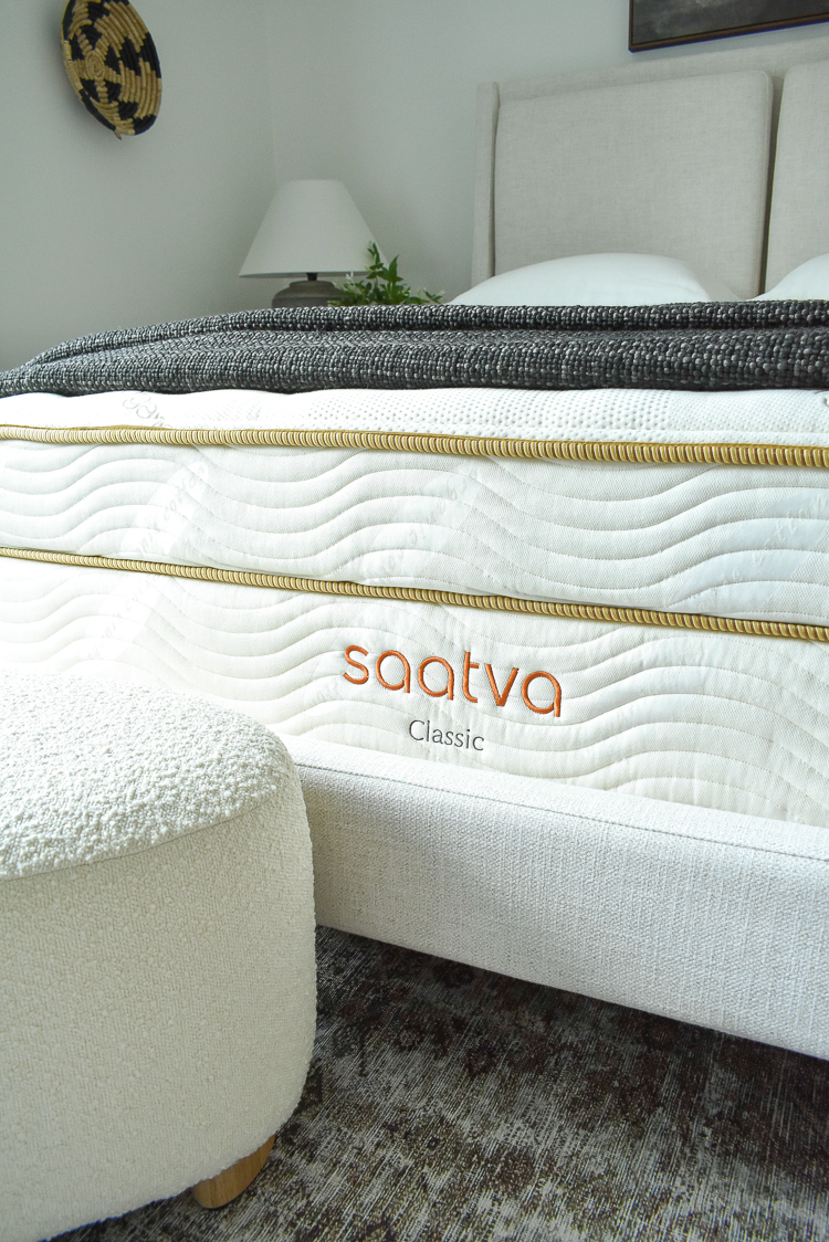 Saatva mattress in guest bedroom