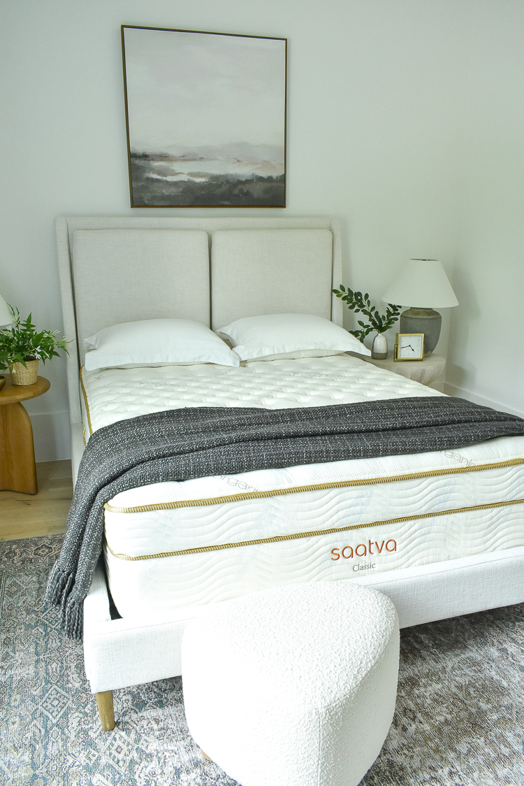 Saatva mattress in guest bedroom