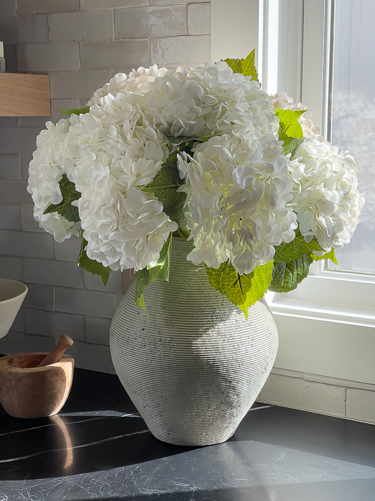 realistic faux hydrangesas from Amazon