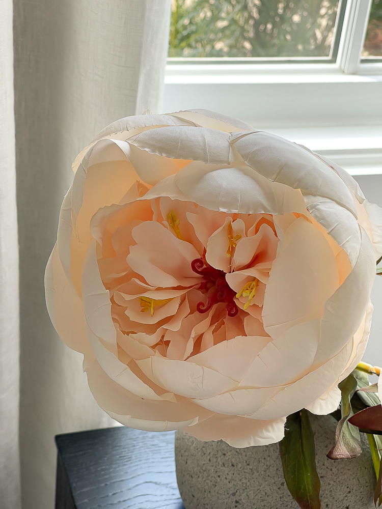 best faux peony on black fluted nightstand 