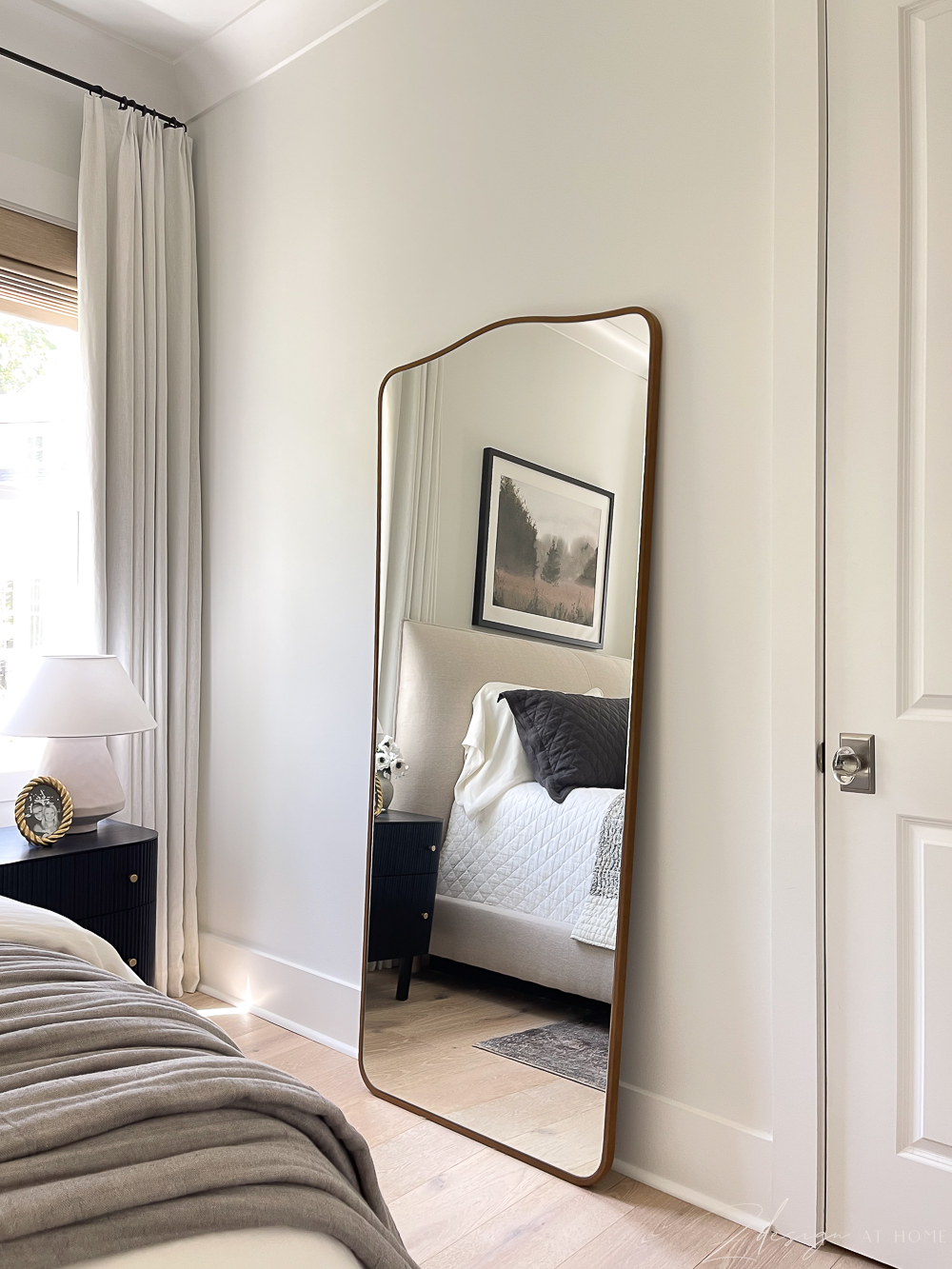 crate and barrel briars brown suede floor mirror 